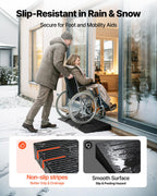VEVOR 1.6" Rise Cuttable Threshold Ramp for Doorways, 35.4" Wide Natural Rubber Wheelchair Ramp, Non-Slip Solid Rubber Ramp with Double-Sided Tape for Doorways,Driveways,Bathroom,Smooth Tile