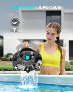 (2026 Upgrade) Cordless Robotic Pool Cleaner, Lasts 80 Min, Automatic Vacuum for Above-Ground Pools up to 650 Sq.ft,Portable, Self-Parking(Black Blue)