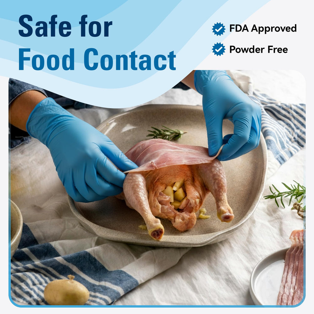 SWIFTLITE Food Safe Disposable Gloves, Blue Nitrile Rubber Gloves, Latex-Free Powder-Free for Food Prep, Cooking, Cleaning (Small, 1000)