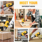 SEEKONE 1800W Heat Gun Compact Design Heavy Duty Hot Air Gun 122℉-1202℉（50℃- 650℃）Variable Temperature Control for 2 Speed Settings with 4 Nozzels for Crafts, Vinyl Wrap, Shrink Tubing