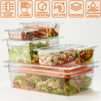 CURTA 6-Pack 1/3 Size 4" Deep NSF Polycarbonate Food Pans | Dishwasher & Freezer Safe Clear Container for Prep Tables, Buffet, Salad Bar, Commercial & Home Kitchen