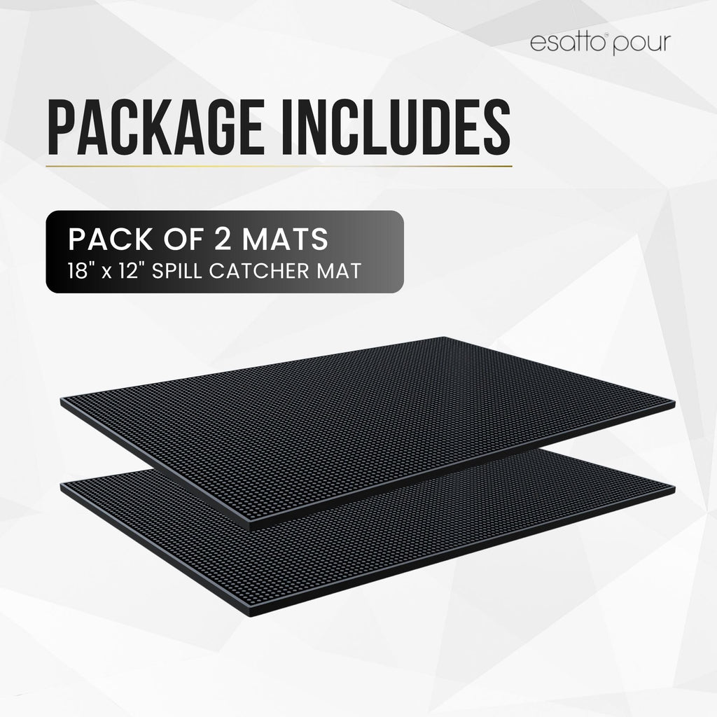 Professional Service Mat 18” x 12” - Bar Mats for Countertop, Non-Slip Rubber Bar Mat - Easy to Clean, Quick Dry Spill-Free, Odor-Free - Heavy Duty PVC Rubberized Mat for Home Bartending (2)