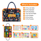 Freebear Busy Board Toddler Travel Sensory Toys for 1 2 3 4, Montessori Learning Activities Board, Educational Toys for 3 4 Year Old Boys Girls Gift, Classic