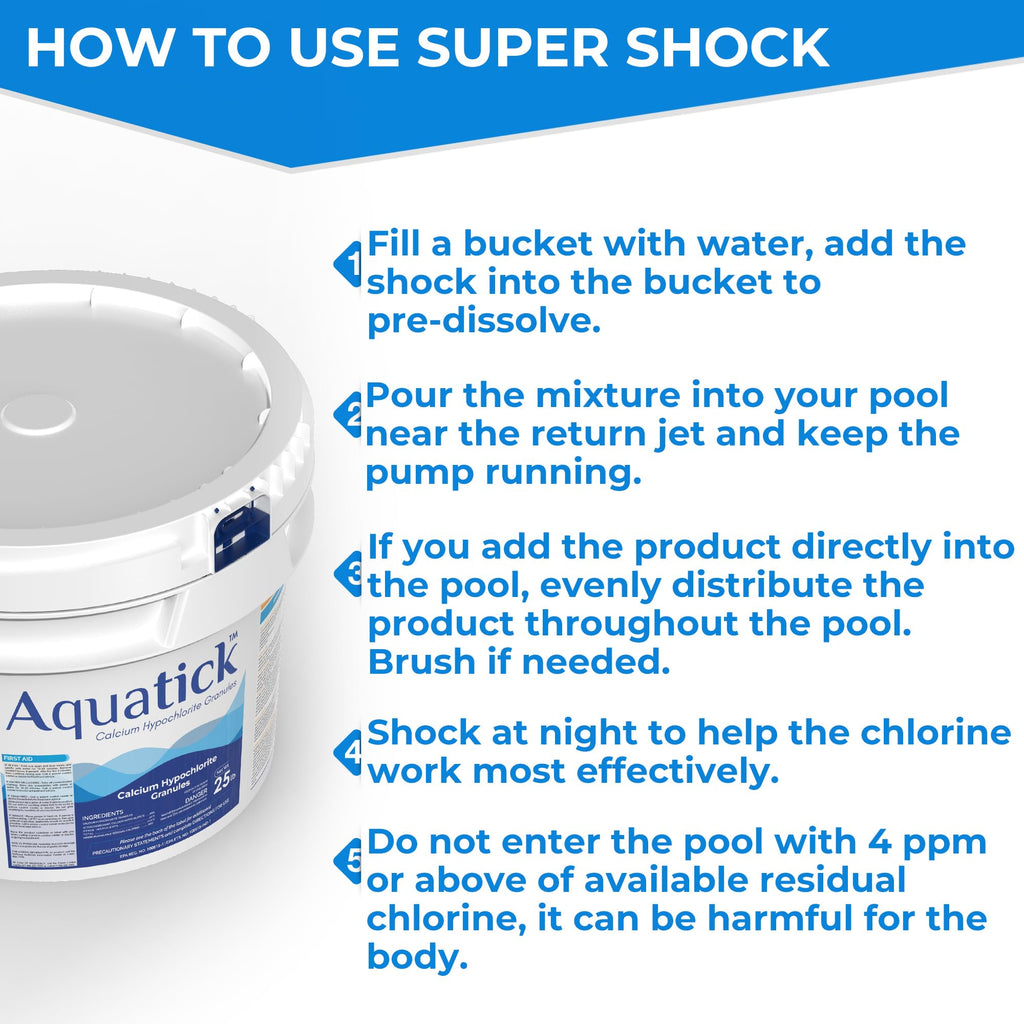 Pro-Grade Chlorine Pool Shock, 68% Cal-Hypo Granular Sanitizer, Prevents Bacteria & Algae, Restores Crystal Clear Water - Shock Treatment, Swimming Pool Chemical - 25Lb