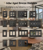 OKAWYC Quadruple Decorator Light Switch Cover Adler Metal Wall Plate, 2-Pack Aged Bronze 4 Gang Quadruple Rocker, for Receptacle Dimmer Switch GFCI Outlet, Switch Cover Decorative Wallplate, Durable