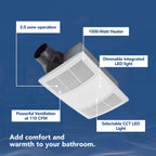 Broan-NuTone BHFLED110 PowerHeat Bathroom Exhaust Fan, Heater, and LED Light Combination, 110 CFM