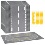 6 Pack Road Base Plates for Building, Compatible with Lego Classic Bricks, 10” x 10” Baseplates Fits for Lego Roads, Road Base Plates for City Sets (Attached DIY Stickers)