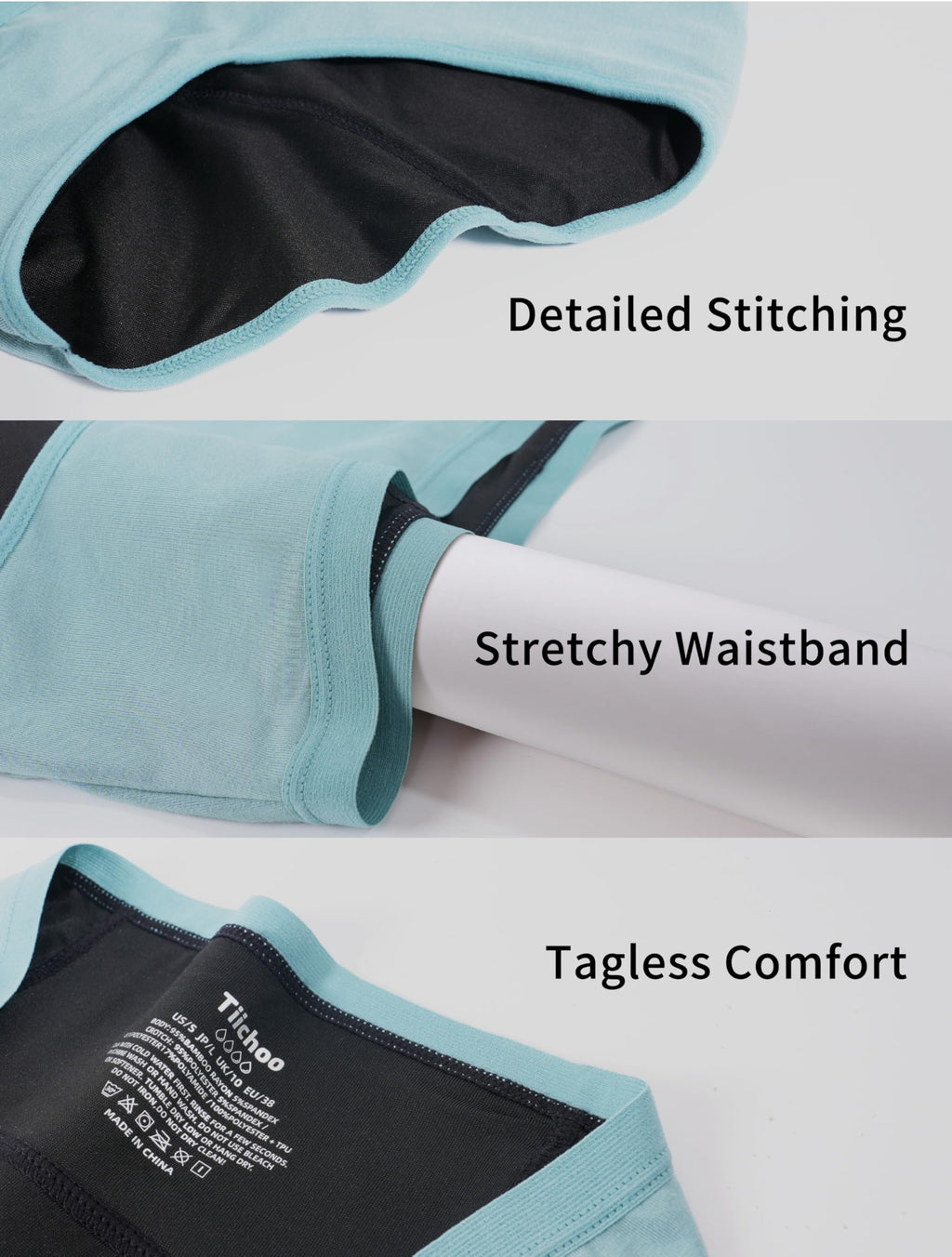 TIICHOO Period Underwear for Women Heavy Flow Soft Menstrual Panties Teens Ladies Leakproof Incontinence 5 Pack (1 Black/1 Light Grey/1 Burgundy/1 Rose Gold/1 Turquoise Green, Small)