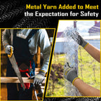 COOLJOB 12/120 Pairs A6 Cut Resistant Safety Work Gloves with Grip, Breathable & Lightweight Polyurethane PU Coated Protective Gloves for Wood Carving, Glass Handling, Mechanic Work, Gray Xlarge
