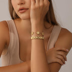 YOQ Stackable Four Leaf Clover Bracelets for Women, 18K Gold Plated Love Bangle Bracelets Set, 2 Pcs Charm Jewelry Gifts (Gold 2Pcs-W)