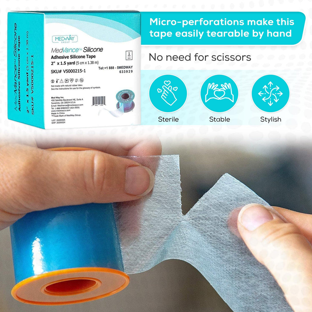 MedVance Silicone Adhesive Medical Tape, Scar Sheet, 2" x5' (1 Pack)
