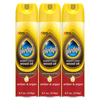 Pledge Moisturizing Wood Oil, Furniture Reviving & Protecting Conditioner and Dusting Spray, Revitalizes Wood, Sealed Leather & Laminate, Made with Mineral Oils - Amber & Argan Scent, 9.7oz, Pack of 3