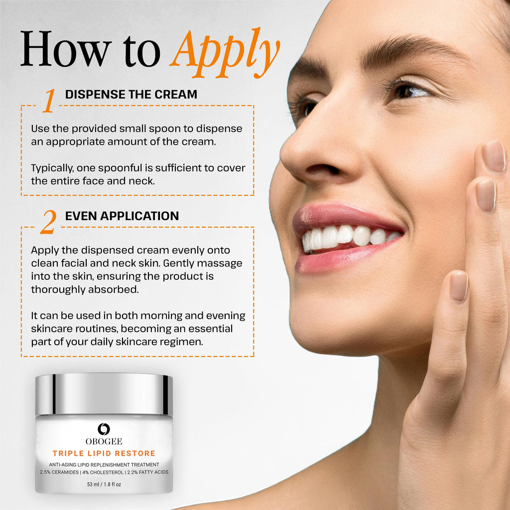 OBOGEE Triple Lipid-Peptide Cream: Enriched with Lipids, Ceramides, Peptides, Hyaluronic Acid, and Fatty Acid for Firming, Anti-Aging and Plumping Face Moisturizer (53 ml /1.8 fl oz)