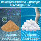 ZeeDix 1.6 lbs Pool Filter Balls for Sand Filter Pump, New Upgrade Efficient Swimming Pool Filter Sand Alternative(Equals 50 lbs Pool Filter Sand), Reusable Eco-Friendly Fiber Filter Media Balls