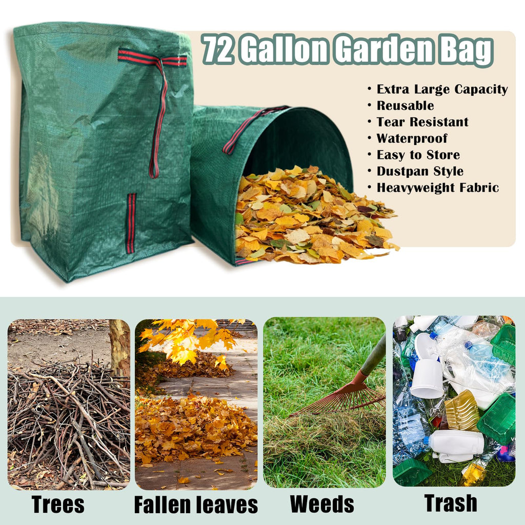 Ideal Swan 72 Gallon Reusable Yard Leaf Bag Holder, 2 Pack Waste Collector
