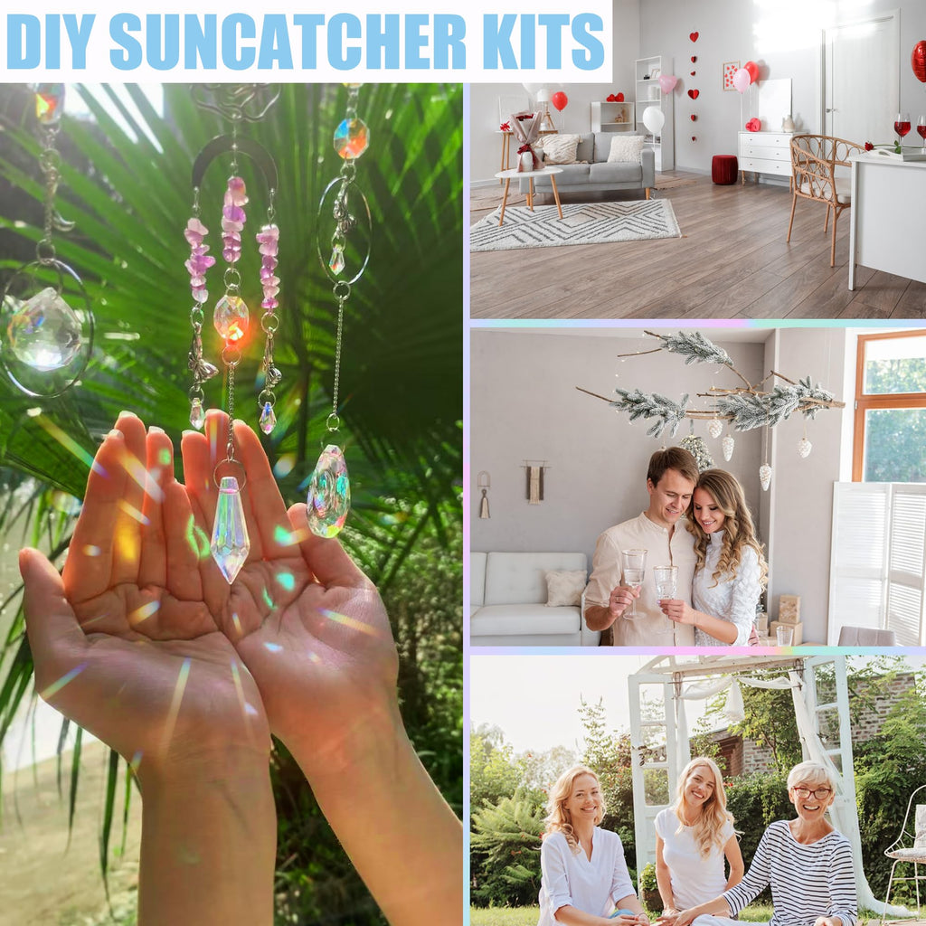 WASTROYAL 420pcs Suncatcher Kit, Crystal Prisms, DIY Garden/Window Hanging