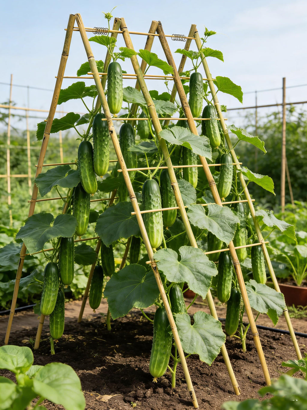 2 Pack 47''x18'' Bamboo Trellis for Climbing Plants Outdoor, Oltara A-Frame Foldable Garden Trellis for Cucumbers, Raised Beds, Tomatoes, Beans, Vegetables & Flowers Support