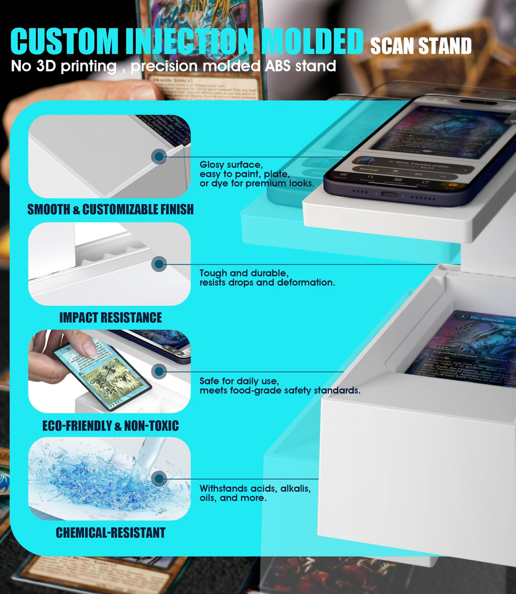 GIBOPOB MTG Card Scanner Stand for ManaBox, Adjustable Phone Holder, Sloped Tray Trading Card Scanner for Standard Size Cards, Fast Card Catalog Tool for Sleeved & Unsleeved Cards