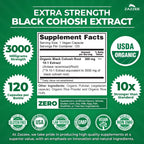 Zazzee USDA Organic Black Cohosh 10:1 Extract, 3000 mg Strength, 120 Vegan Capsules, 4 Month Supply, Standardized and Concentrated 10X Extract, 100% Vegetarian, All-Natural, Non-GMO, Made in The USA