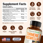 Turmeric Supplement w/Boswellia Serrata – Daily Support for Joint Health & Comfort – Organic Turmeric Curcumin Powder, Bioperine for Enhanced Absorption & Ginger – Boswellia Extract Capsules, 2 Pack