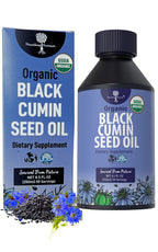 Organic Black Cumin Seed Oil-USDA-Cold Pressed –up to 6X Stronger Thymoquinone - Pure Nigella Sativa Cumin Seeds -Premium Supplement for Immune Support, Skin & Hair (8.5 fl oz)