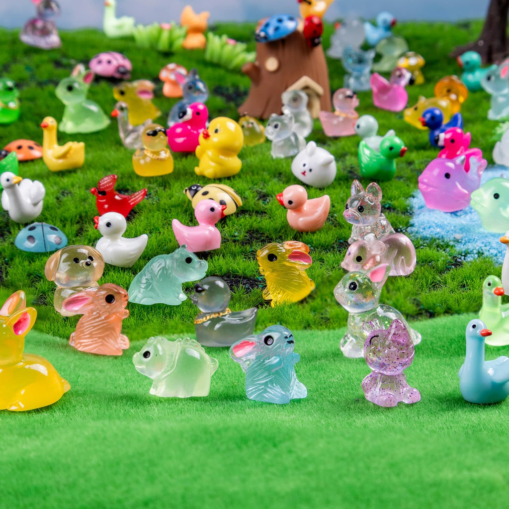 Teenzee 240 Pcs Mini Resin Animals Variety Tiny Animals Figures Miniature Little Small Animal Figurines Bulk for Micro Fairy Garden Landscape Accessories Hide Crafts Decor Aquarium
