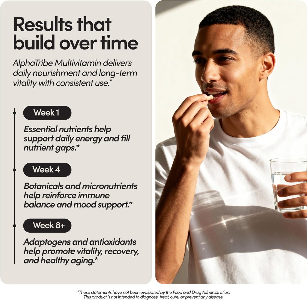 Alpha Tribe Multivitamin for Men with Sea Moss, Black Seed Oil, Ashwagandha, Turmeric Bladderwrack, Burdock,Vitamin C, Elderberry, Manuka, Yellow Dock | Daily Men's Vitamins and Minerals Supplement