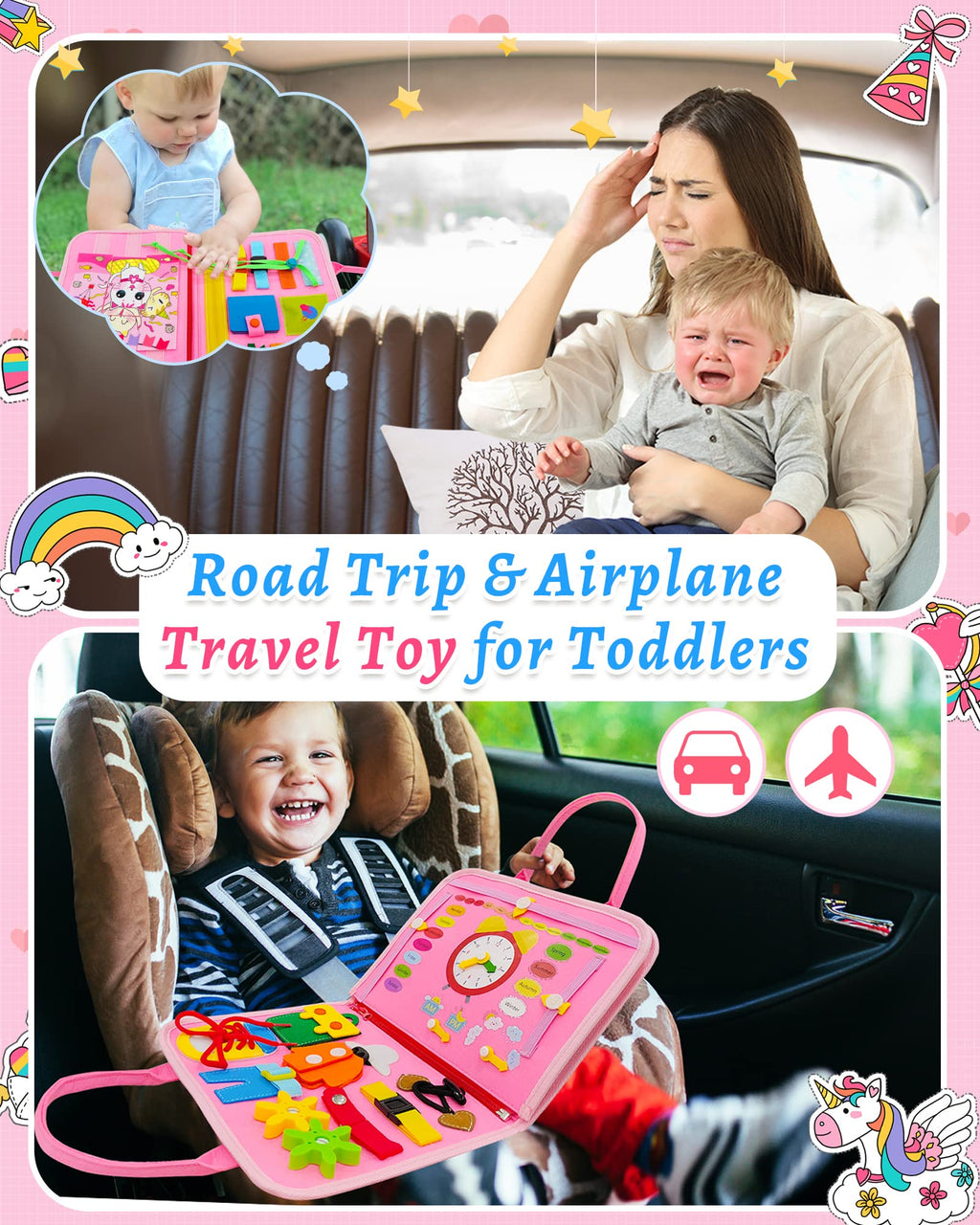Board Toys for Toddler Girls & Boys Birthday Gifts, Sensory Toys for Toddlers, Educational Travel Toy, Preschool Activities for Learning Fine Motor Skills