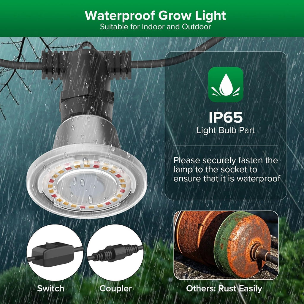 SANSI Hanging Grow Light for Indoor Outdoor Plants, 72W IP65 Waterproof