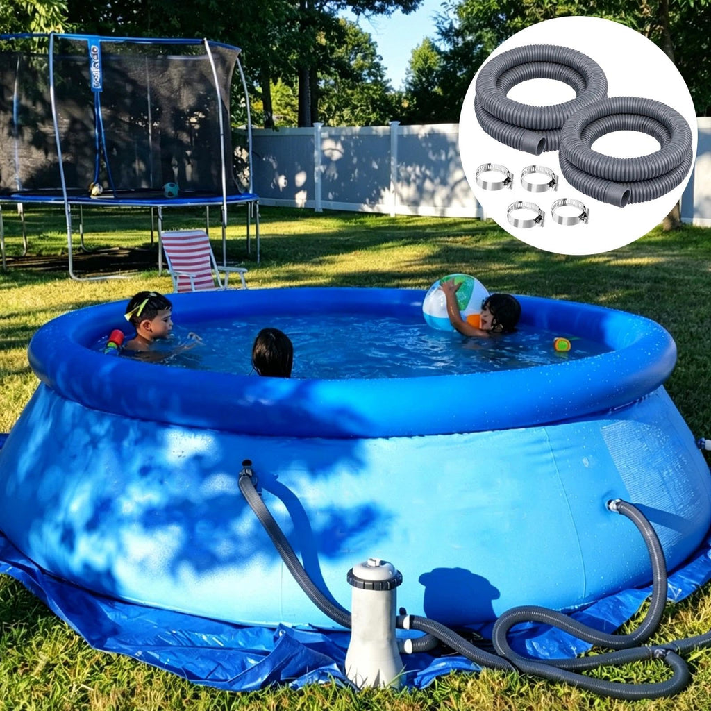Btanadi 1.5" x 59" Above Ground Pool Hoses Heavy Duty, Replacement Hose Leak-Proof for Filter Pumps & Salt Systems, Pool Hoses for Above Ground Pools with 8 Metal Clamps（Gray,4Pcs)