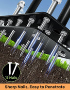 Sakerplus Aerator Lawn Tool, Hand Metal Spike Lawn Aerator with Rebounce Spring Base, Automatic Leaf and Dirt Cleaning, Grass Aerator for Lawn Care, Soil Loosening, Yard Aerating (Orange Handle)
