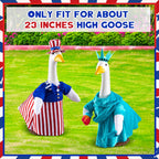 Yeyeplum 2 Set 250 Anniversary USA Porch Goose Outfits for 23" Lawn Statue Patriotic Porch Goose Statue of Liberty Costume for Cement Sculpture Clothes for 4th of July Garden Patio Party Decoration