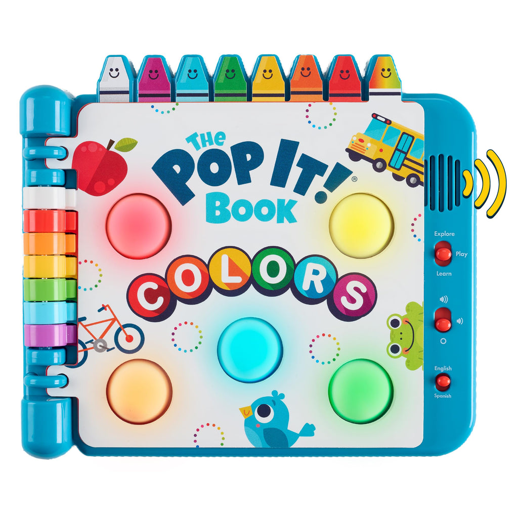 Chuckle & Roar Pop It Book, Colors, English & Spanish, Quiet Mode, 1–4+