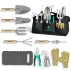Bloomix 12Pcs Gardening Tools Set - Heavy Duty Garden Tools Set with Tool Bag, Kneeling Pad, Apron & More Garden Accessories - Stainless Steel Plant Care Kit Supplies, Gardening Gifts for Women Men