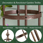 Evergreen 5 ft Garden Trellis for Climbing Plants Vines, Jasmine & Flowers, Rustproof Metal Obelisk Trellises, Outdoor & Indoor Plant Support for Potted Planters (Bronze)