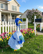 Fall Summer Porch Goose Outfits, Floral Dress & Hat Fits 23" Statue
