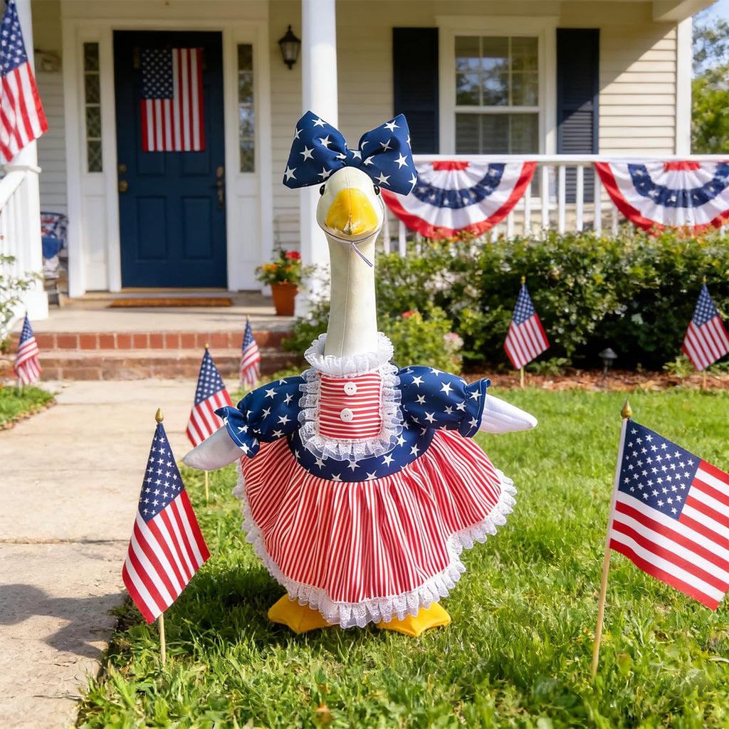Porch Goose Outfits for 23 Inch Lawn Statue, Patriotic USA Costume