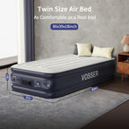 VOSSER Twin Air Mattress with Built in Pump Raised,18''Inflatable Mattress of Upgraded Vertical Beams,Self Inflatable Blow Up Mattress in 3 Mins,Flocked Top Airbed with Carry Bag for Home,Camping