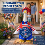 Porch Goose Outfit for 4th of July, America 250 Patriotic Goose Clothes for 23 Inch Lawn, Independence Day Porch Decor with Hat & Glasses, America 250th Anniversary Goose Outfit, 1776–2026 Sign & Pin