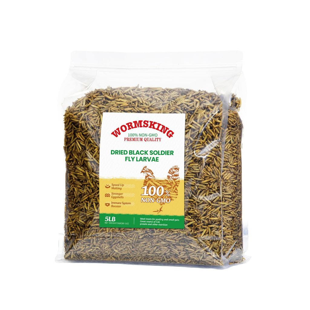 WORMSKING 5LB Dried Black Soldier Fly Larvae for Chickens