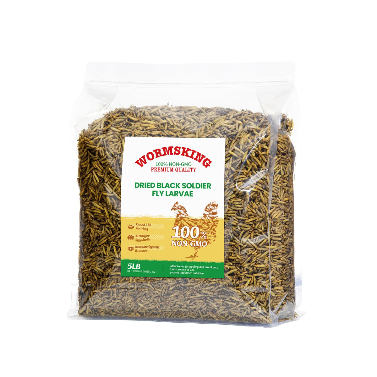WORMSKING 5LB Dried Black Soldier Fly Larvae for Chickens