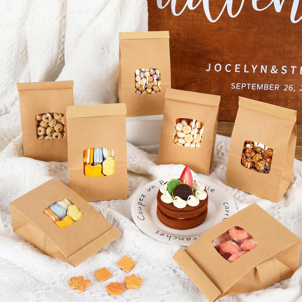 Moretoes 100pcs Small Bakery Cookie Bags with Seal,3.5x2.2x6.7In Treat Bags