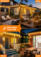 SmartDawn Outdoor String Patio Lights, 200FT 100 LED Patio Lights Waterproof, Connectable Shatterproof Hanging Outside String Light for Backyard, Porch, Deck, Balcony, Garden, House Decor, 2200K