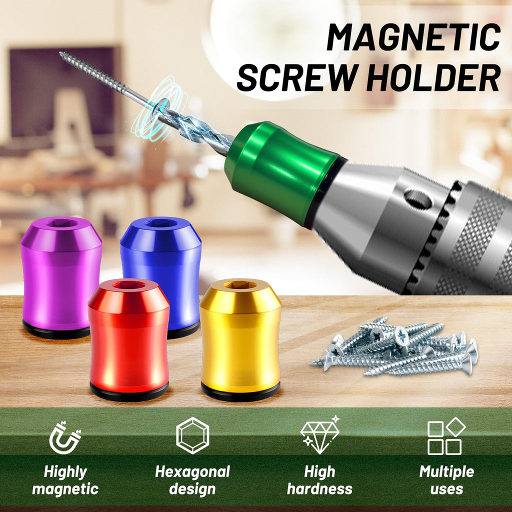 5PCS Magnetic Screw Holder,Strong Screwdriver Head Magnetic Ring,Universal Removable Household Tool Drill Bit Holder for Hex Screwdrivers&Power Bits,Mechanics,Carpenters,Household Repairs
