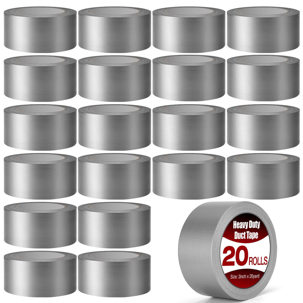 Navona Heavy Duty Duct Tape 20 Pack, 2 Inch x 400 Yards Gray Waterproof Multipurpose Tape, Strong Adhesive No Residue, Easy Tear by Hand for Home & Outdoor Repairs