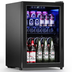 Manastin Beverage Refrigerator Cooler-70 Cans Mini Fridge Freestanding Cooler with Glass Door, Adjustable Shelves & Digital Temperature Display for Soda, Wine or Beer (Black, 1.77 Cu.Ft)