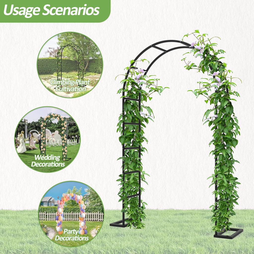 Trellume Garden Arch Trellis for Climbing Plants Outdoor, Wedding Arch with Base-94.5"(H)*55"(W), Balloon Arch Stand for Ceremony Valentines Day Birthday Baby Shower Garden Floral