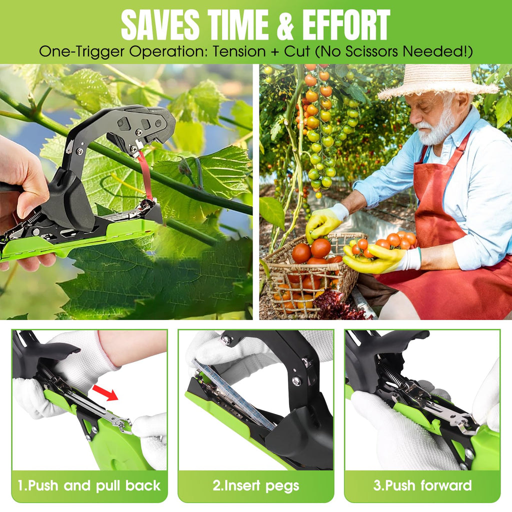 SWANSOFT Plant Tying Machine, Come with 10000pcs Staples 20 Rolls (Green)