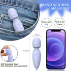 Fuwyiy Mini Massager Tools,Small Waterproof Cordless Handheld Massager with 10 Vibration Modes, Personal Handheld Massager for Back（Gray Purple）