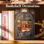 Cutefun Book Nook Kit - DIY Miniature House Kit for Bookshelf Decor, Book Nook Kits for Adults & Beginners, 3D Wooden Puzzle Dollhouse, Ideal Gift for Family and Friends (Count Cat's Study)